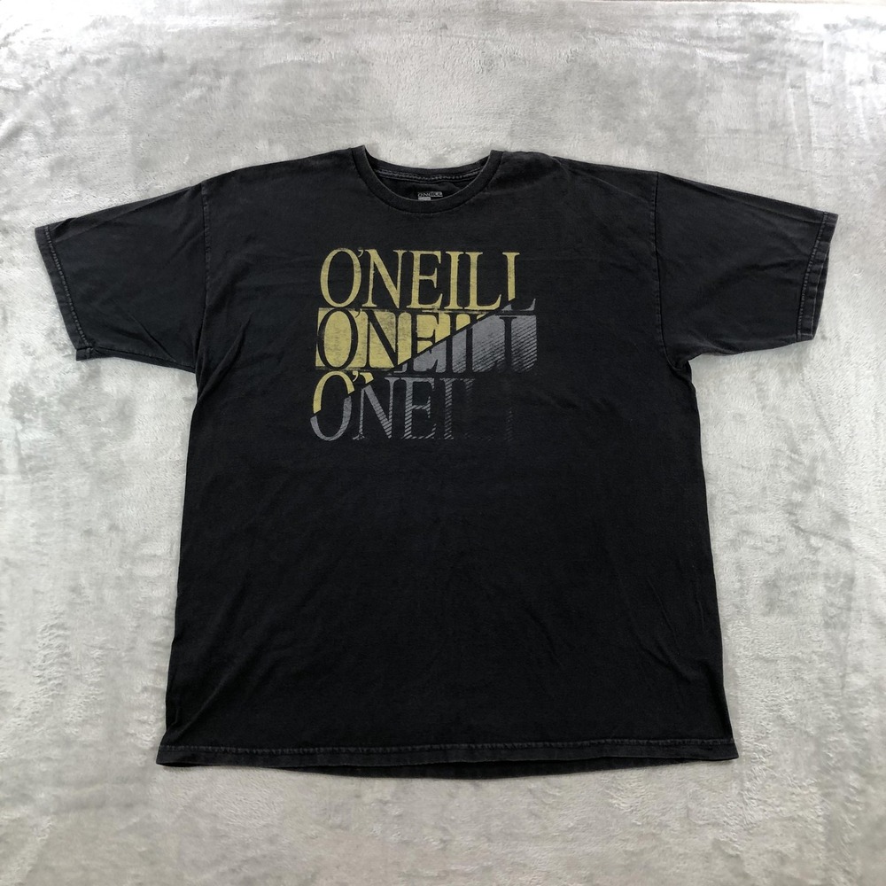 O'Neill Shirt Mens XL Black Stacked Logo Graphic Tee Tagless Surf Skate